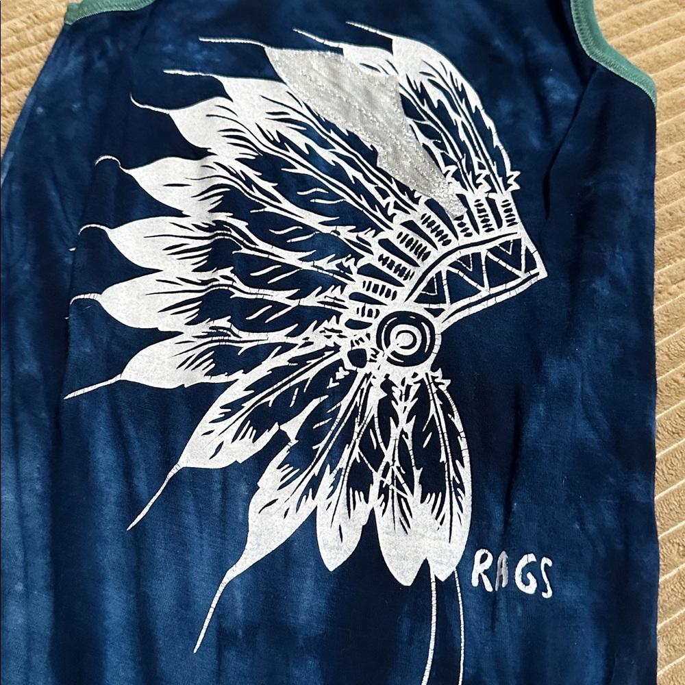 RAGS Navy Blue Sleeveless Romper with Native Feather 2T - Picture 2 of 4